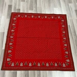 Vintage Kolf Austria Folk Art Christmas Tree & Angel Tablecloth 49”x49”